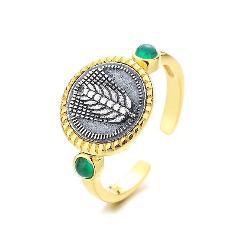 Metapon Wheat Ears Greek Coin Ring R1030