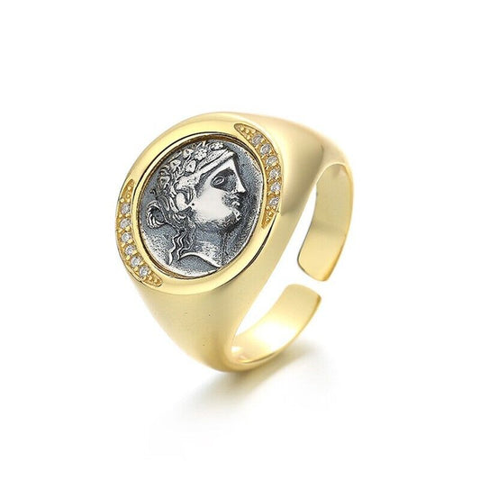 Dionysus Greek Coin Thick Ring R1071