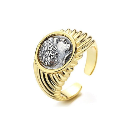 Apollo Thick Patterned Ancient Coin Ring R1073