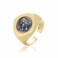 Lion and Boar Coin Rhombus Ring R1044