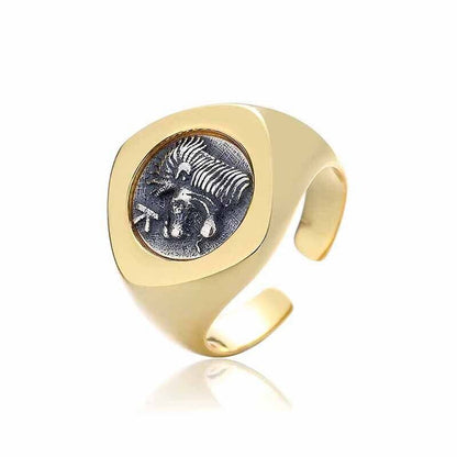 Bague Losange Pièce Lion et Sanglier R1044