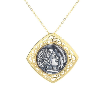 Pendentif de pièce de monnaie romaine de divinité grecque N1038