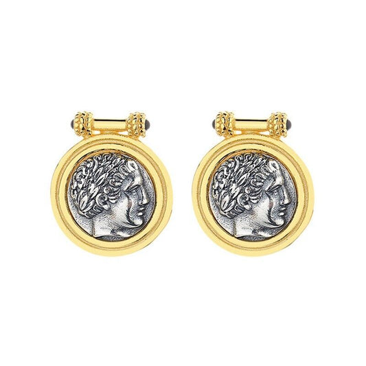 Agate Apollo Greek Coin Earrings E1078