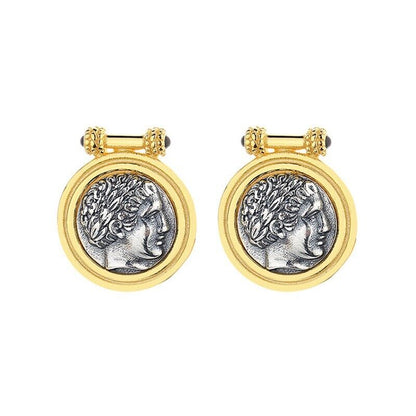 Boucles d'oreilles en Agate Apollo, pièces de monnaie grecques E1078