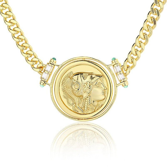 Athena Greek Coin Necklace N1009