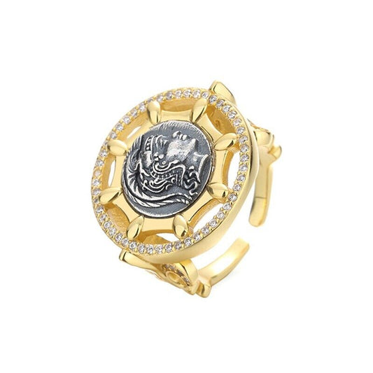 Starry Athena Greek Coin Ring R1072