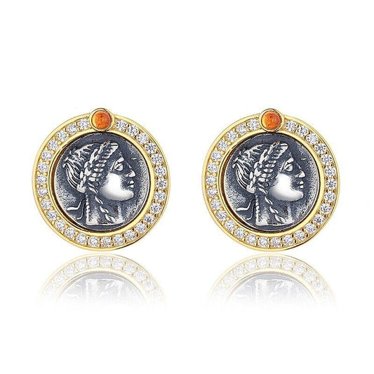 Apollo Greek Coin Earrings E1013