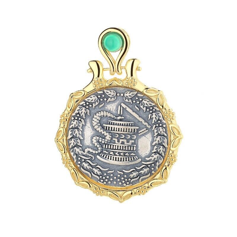 Pendentif pièce de monnaie grecque serpent de Pergame N1010