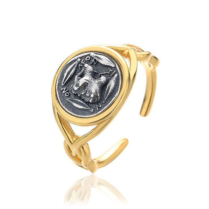 Greek Lion Coin Replica Ring R1035