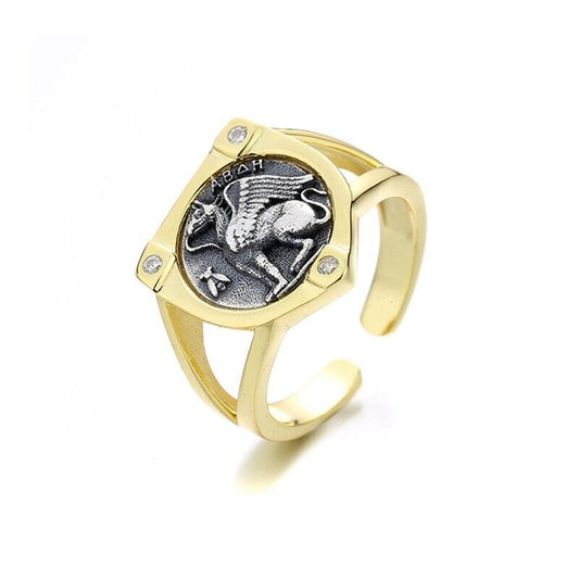 Griffin Hercules Greek Coin Ring R1053
