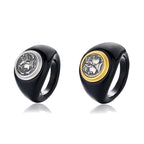 Black Agate Coin Ring