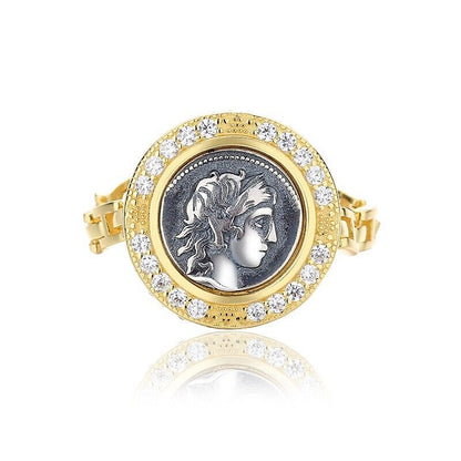 Bague réplique de pièce de monnaie romaine Apollo R1013