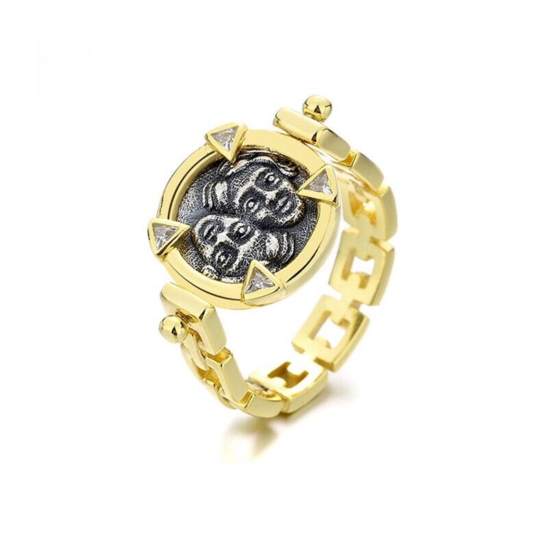 Rotating Gemini Flip Coin Ring R1068