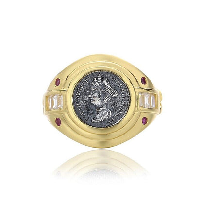Sabina Roman Coin Thick Chain Ring R1045