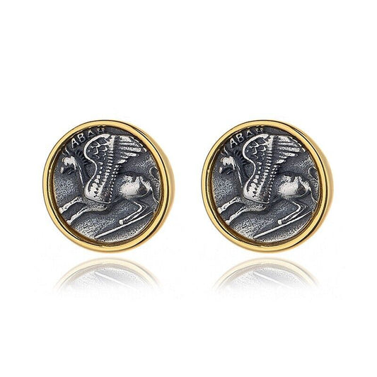 Griffin Hercules Greek Coin Earrings E1058