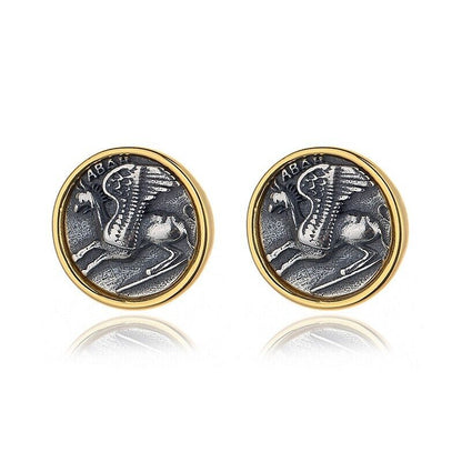 Griffin Hercules Boucles d’oreilles en pièces de monnaie grecques E1058