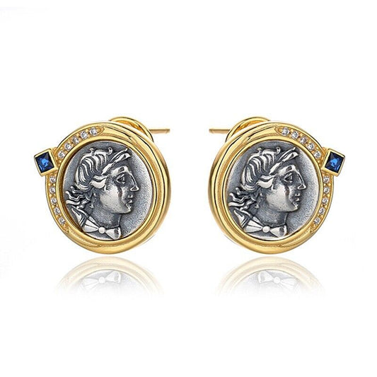 Artemis Greek Coin Earrings E1041