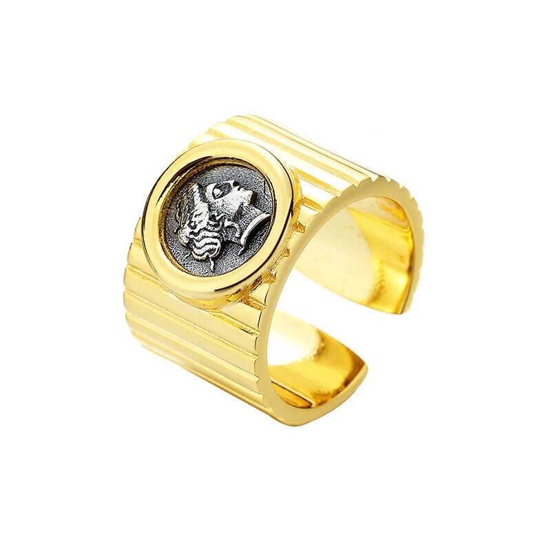 Bague large pièce de monnaie grecque Héra R1007