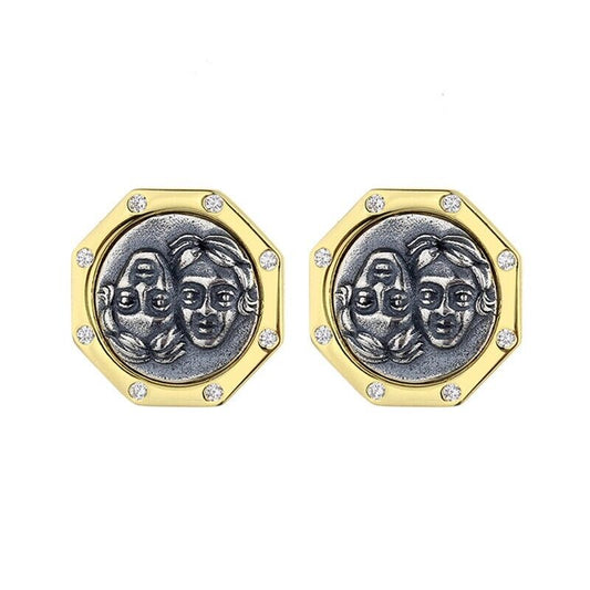 Gemini Greek Coin Earrings E1063