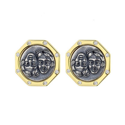 Boucles d'oreilles en pièces de monnaie grecques Gémeaux E1063