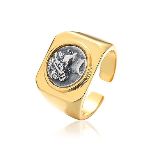 Amazon Worrior Greek Coin Ring R1020