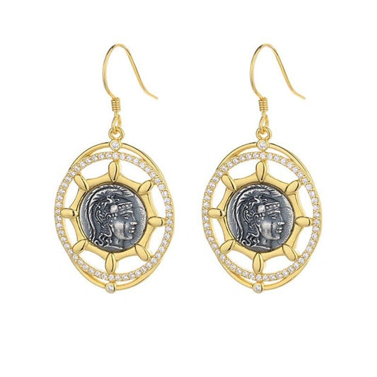Athena Greek Coin Earrings E1033