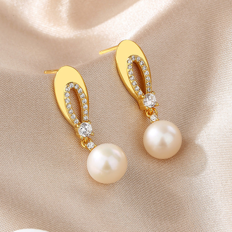 Freshwater Pearl Oval Earrings PE1009