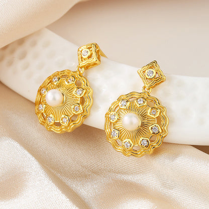 Floral Freshwater Pearls Chandelier Earrings PE1002