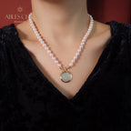 Byzantine Athena Coin Akoya Pearl Necklace