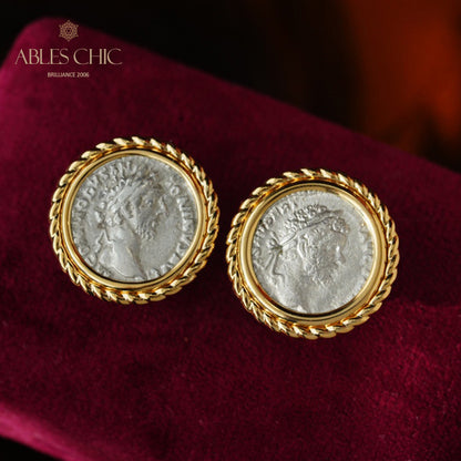 Boucles d’oreilles médaillon à rabat de l’empereur byzantin