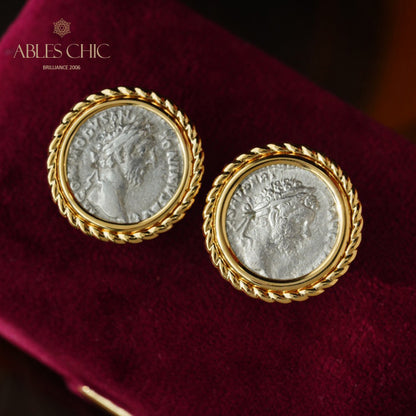 Boucles d’oreilles médaillon à rabat de l’empereur byzantin