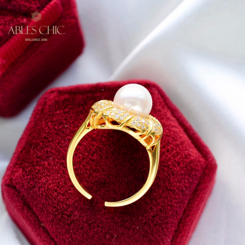 Akoya Pearl Floral Ring 5783