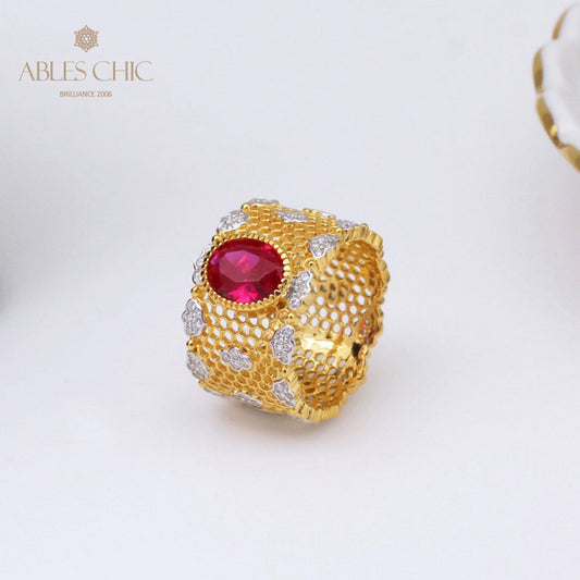 Lacy Honeycomb Floral Ring 5031