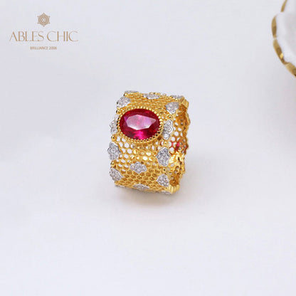 Lacy Honeycomb Floral Ring 5031