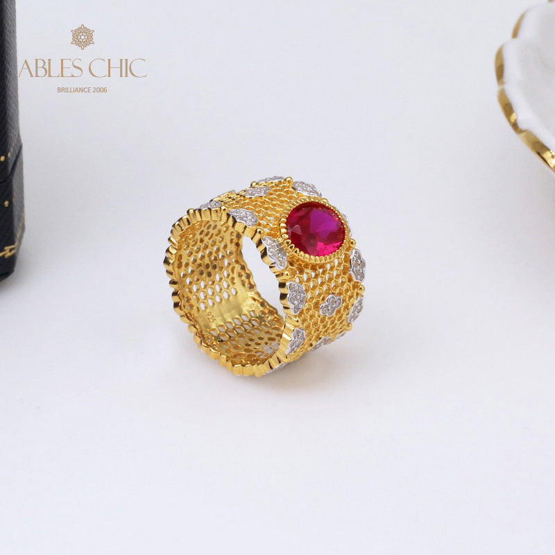 Lacy Honeycomb Floral Ring 5031