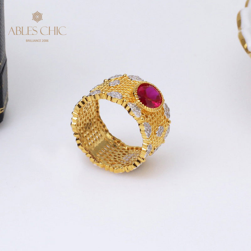 Lacy Honeycomb Floral Ring 5031