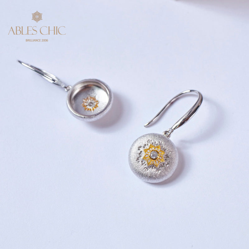 Domed Floral Drop Earrings 5894