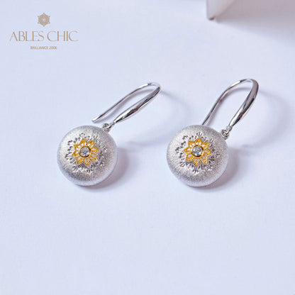 Domed Floral Drop Earrings 5894