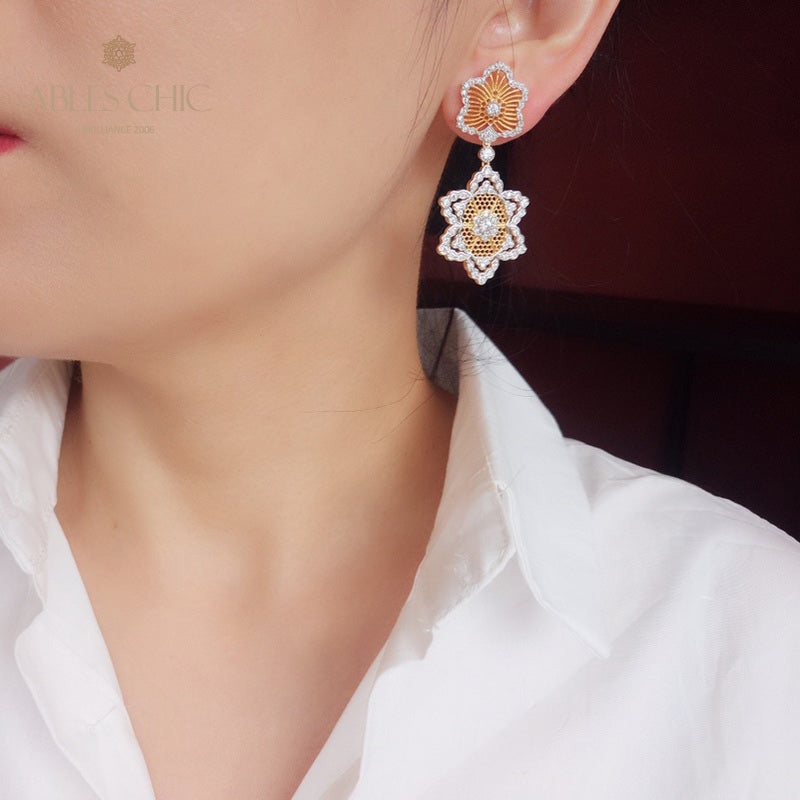 Paved Floral Eloquence Earrings 5907