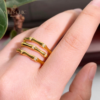 High Polished Bamboo Ring 5739