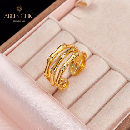 High Polished Bamboo Ring 5739