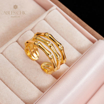 High Polished Bamboo Ring 5739