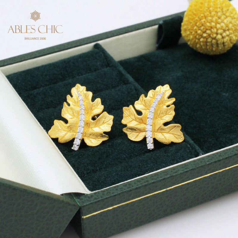 Maple Leaf Brushed Earrings 5142