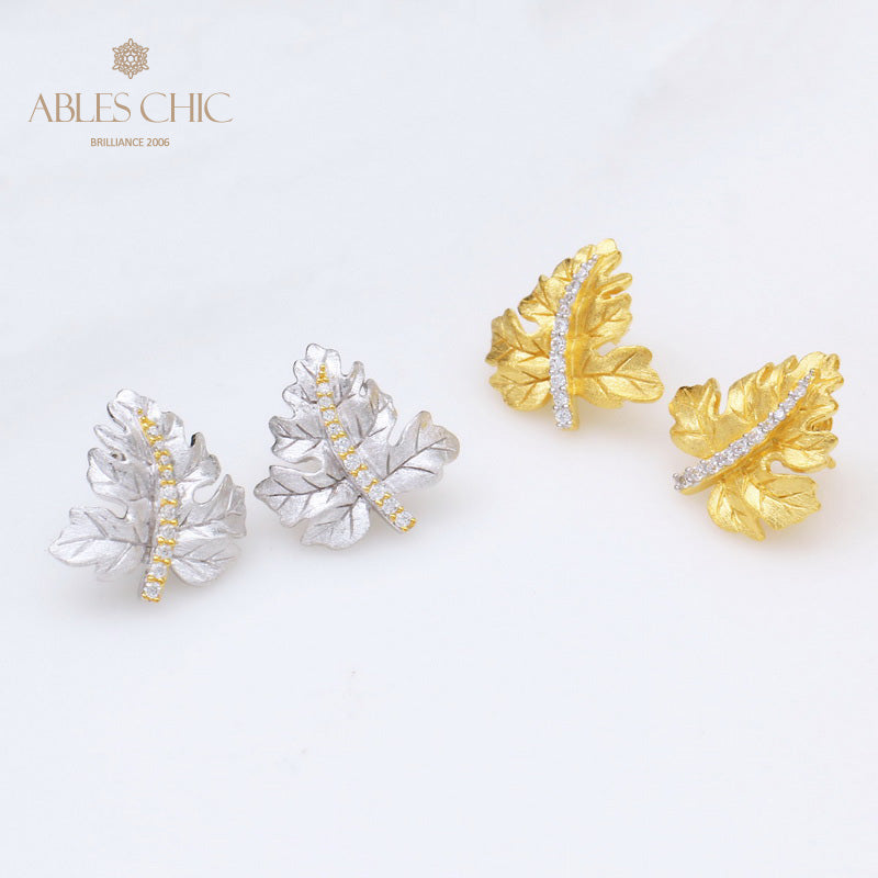 Maple Leaf Brushed Earrings 5142