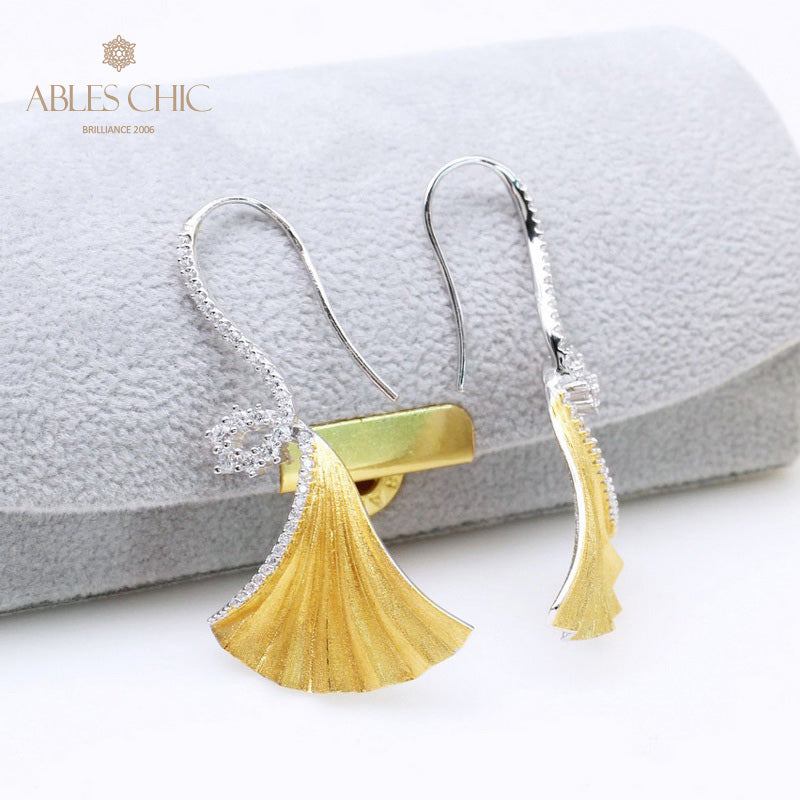 Fabric Element Ginkgo Leaf Earrings 5450