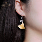 Fabric Element Ginkgo Leaf Earrings 5450