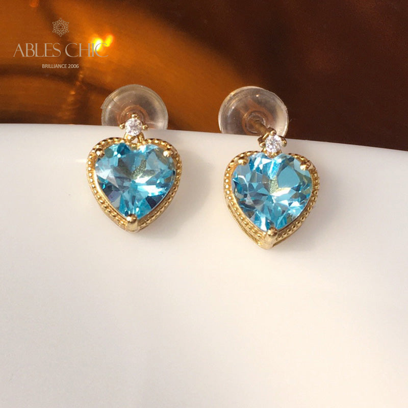 Natural Topaz Heart Earrings 5988
