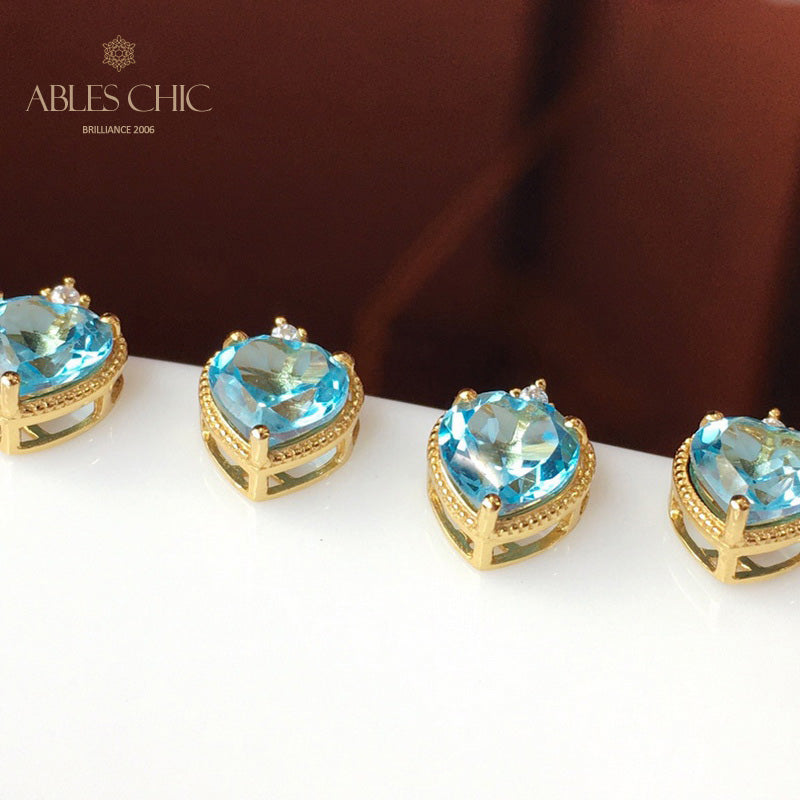Natural Topaz Heart Earrings 5988