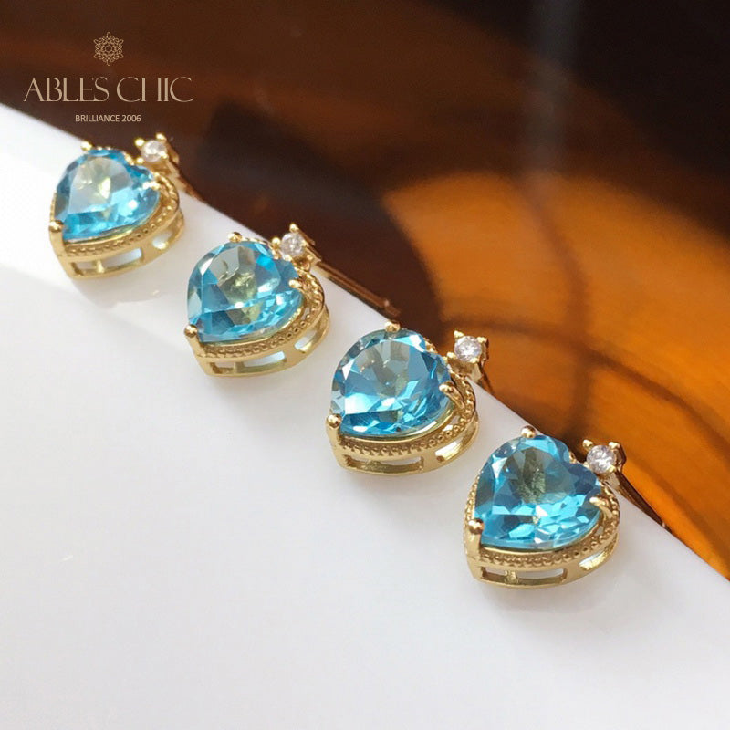 Natural Topaz Heart Earrings 5988