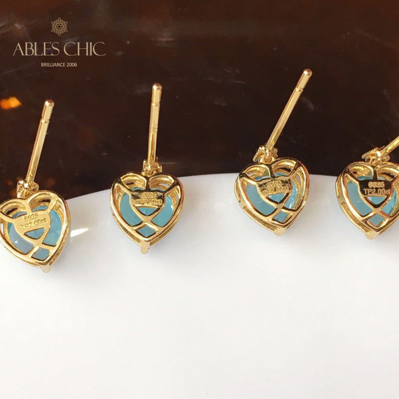 Natural Topaz Heart Earrings 5988